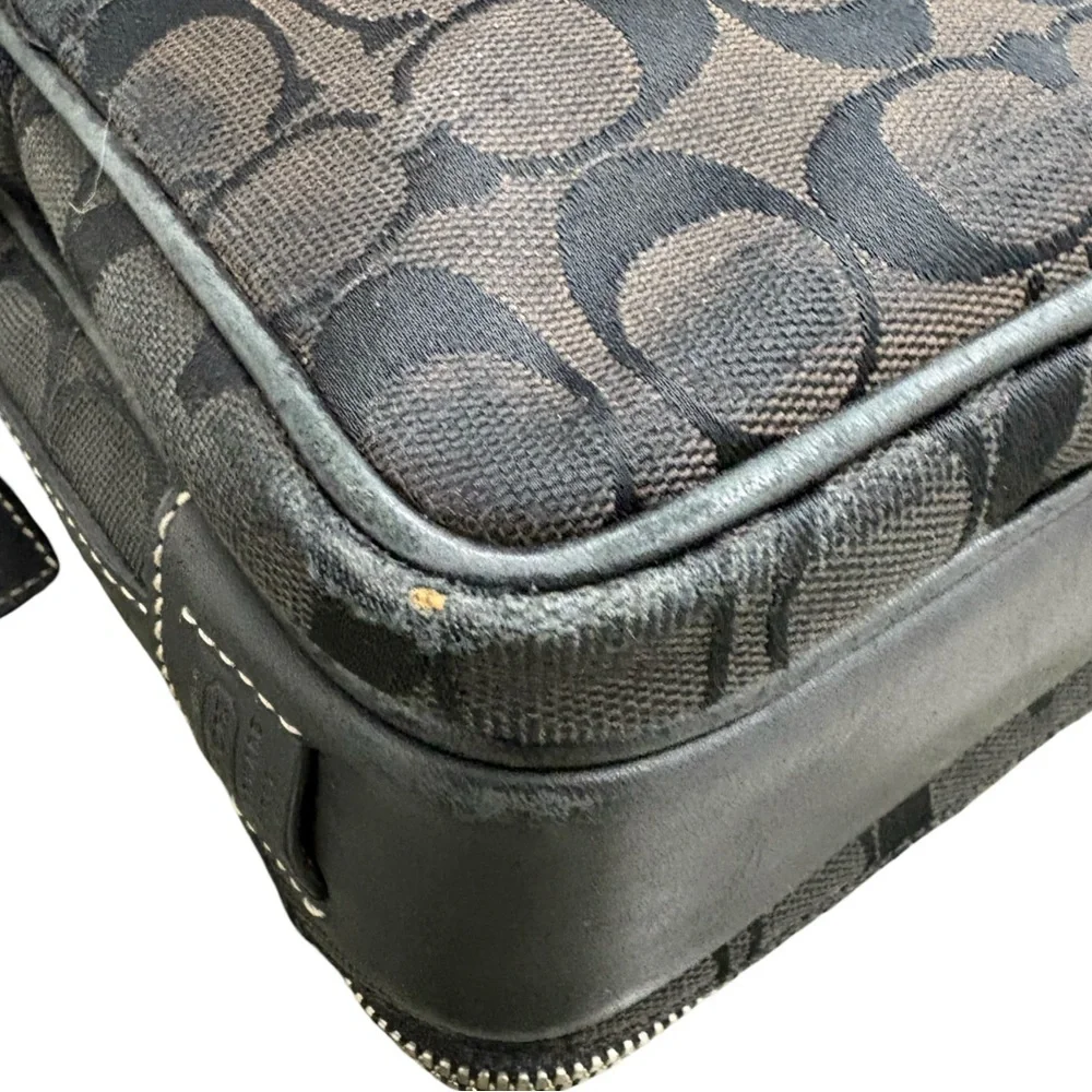 Vintage  COACH Signature 4270 Logo Canvas Camera/Flight Bag sling Black Rare - Picture 8 of 15